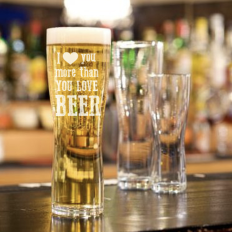 Hampers and Gifts to the UK - Send the I Love You More Than Beer Glass